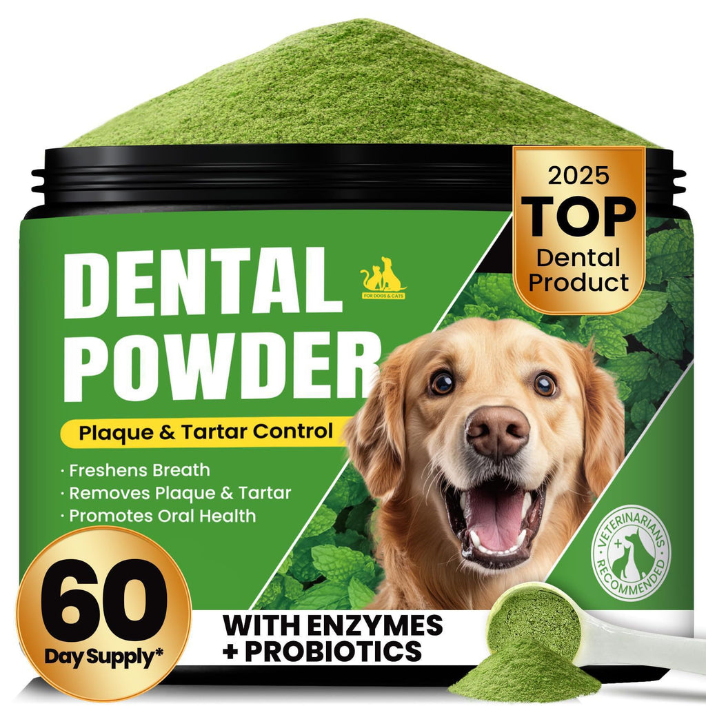 Dog and cat dental cleaning powder tub for brushless plaque and tartar removal – PawFev