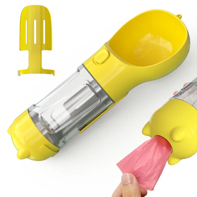 3-in-1 Portable Dog Water Bottle with Food Bowl & Waste Bag Holder – Leak-Proof Travel Pet Bottle