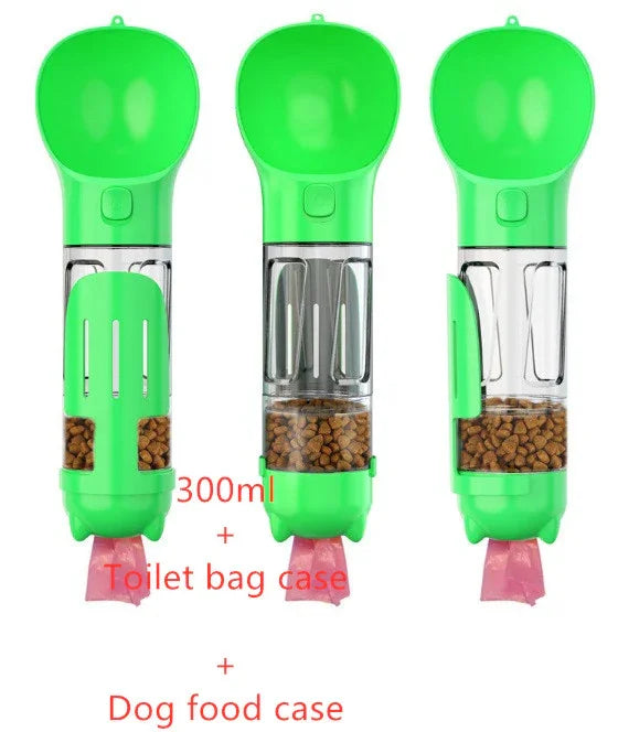 3-in-1 Portable Dog Water Bottle with Food Bowl & Waste Bag Holder – Leak-Proof Travel Pet Bottle
