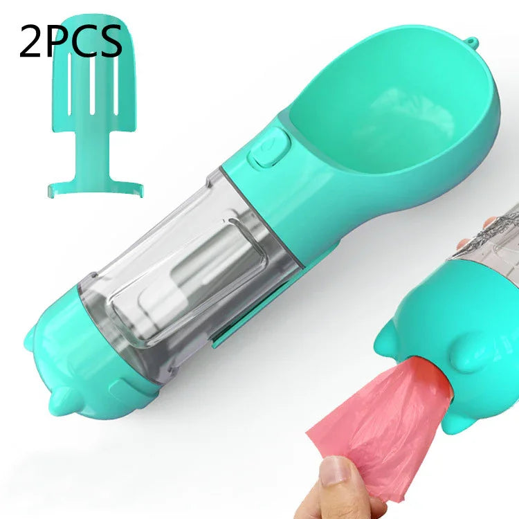 300ml 3-in-1 dog bottle — size comparison against hand showing compact form factor