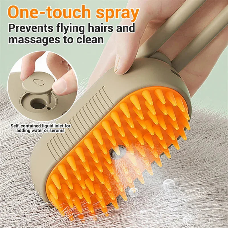 Electric Spray Cat Brush | 3-in-1 Pet Grooming Comb with Mist & Deshedding