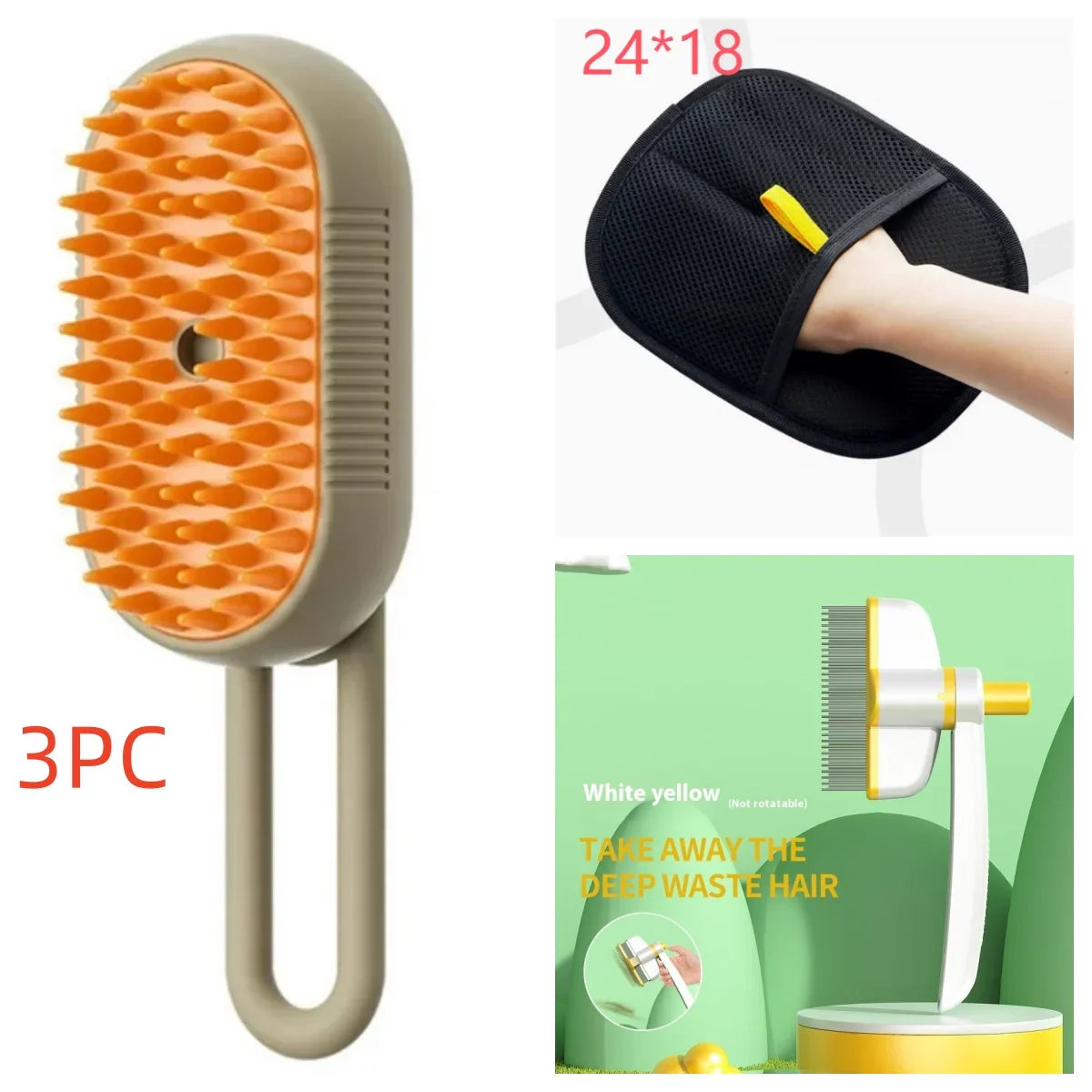 Electric Spray Cat Brush | 3-in-1 Pet Grooming Comb with Mist & Deshedding
