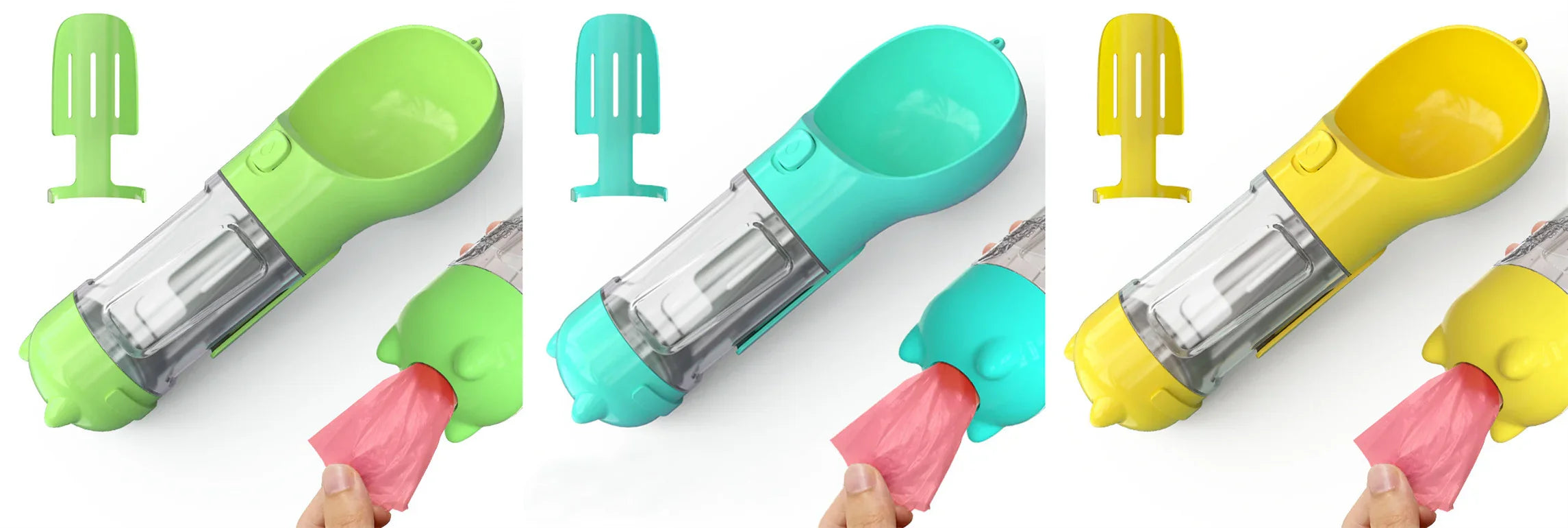 3-in-1 Portable Dog Water Bottle with Food Bowl & Waste Bag Holder – Leak-Proof Travel Pet Bottle