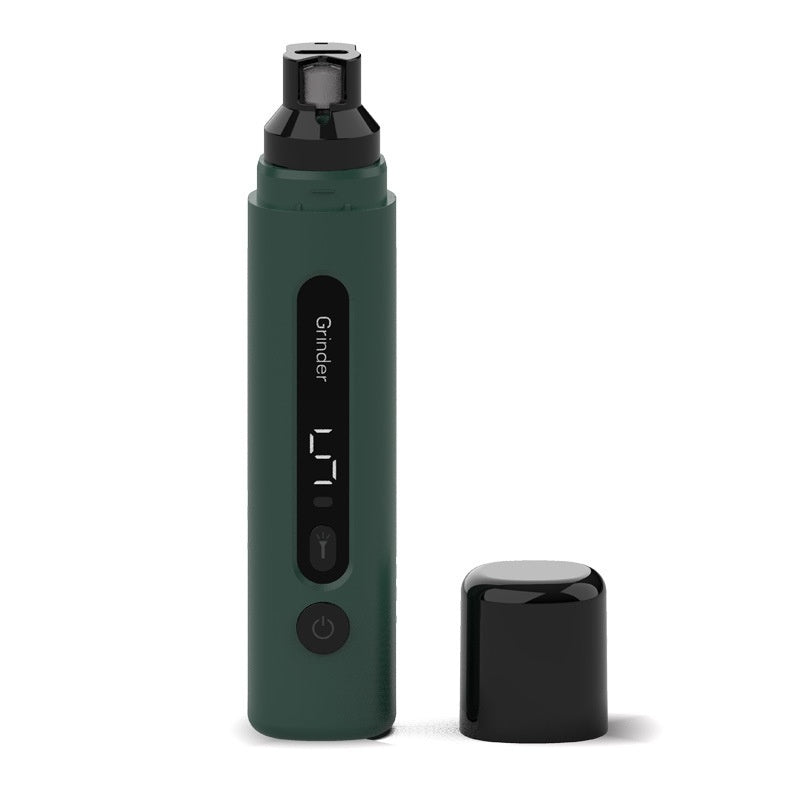Cordless pet nail trimmer grinding a dog's nails safely