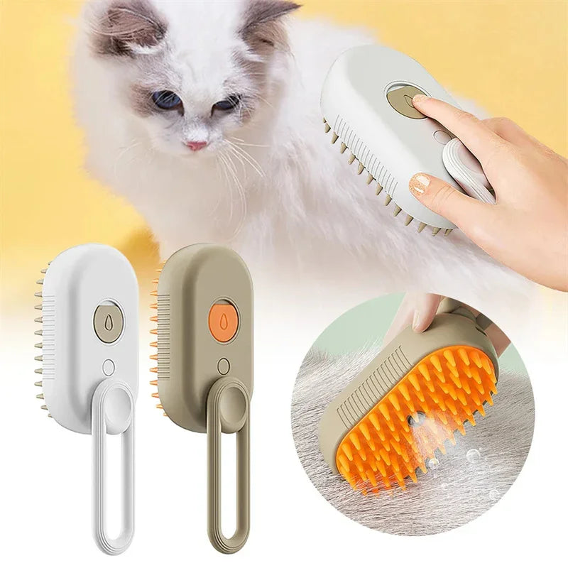 Electric Spray Cat Brush | 3-in-1 Pet Grooming Comb with Mist & Deshedding