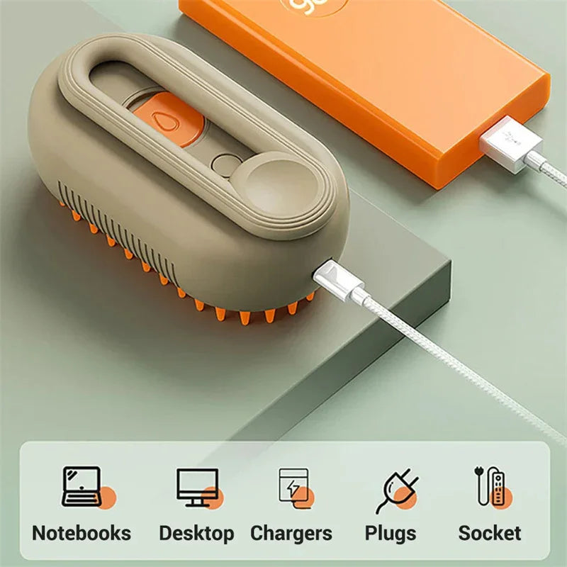 Electric Spray Cat Brush | 3-in-1 Pet Grooming Comb with Mist & Deshedding