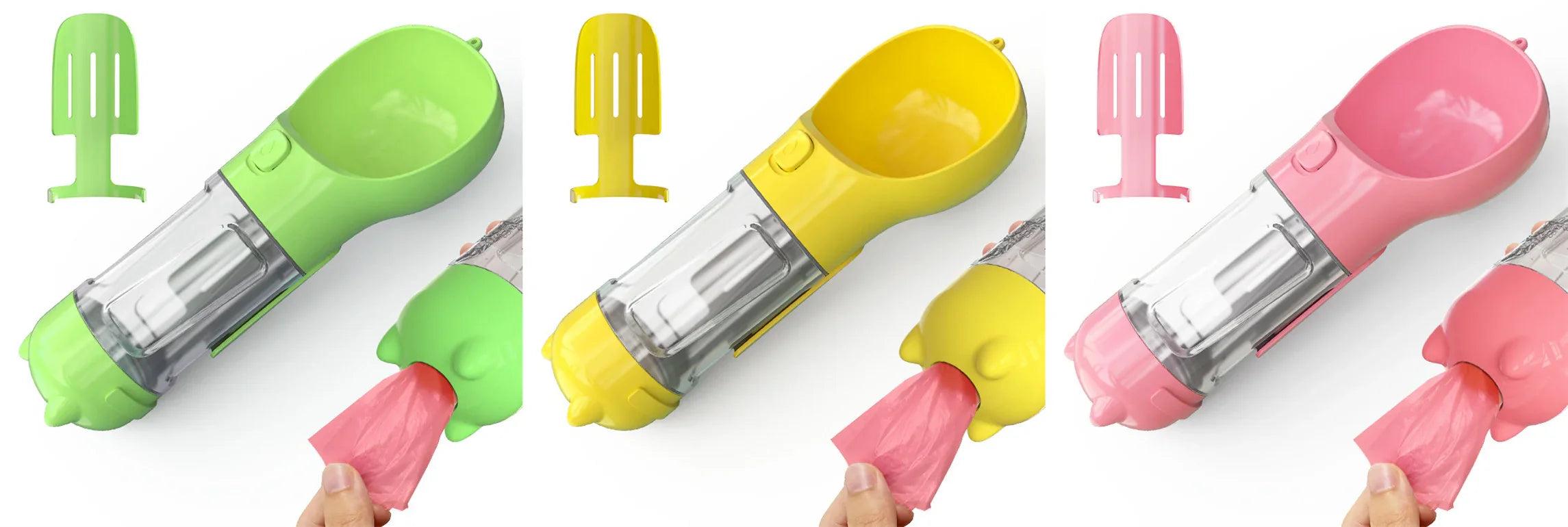 3-in-1 Portable Dog Water Bottle with Food Bowl & Waste Bag Holder – Leak-Proof Travel Pet Bottle