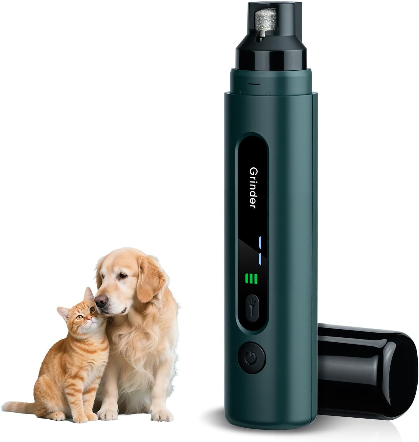 PawFev quiet dog nail grinder for anxious dogs and cats – rechargeable with LED light