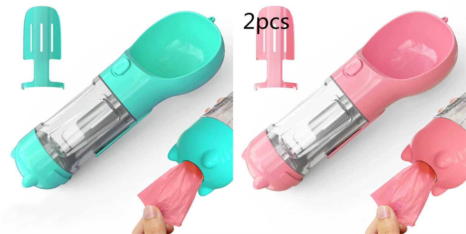Three-pack 3-in-1 dog water bottles in assorted colours for families with multiple dogs