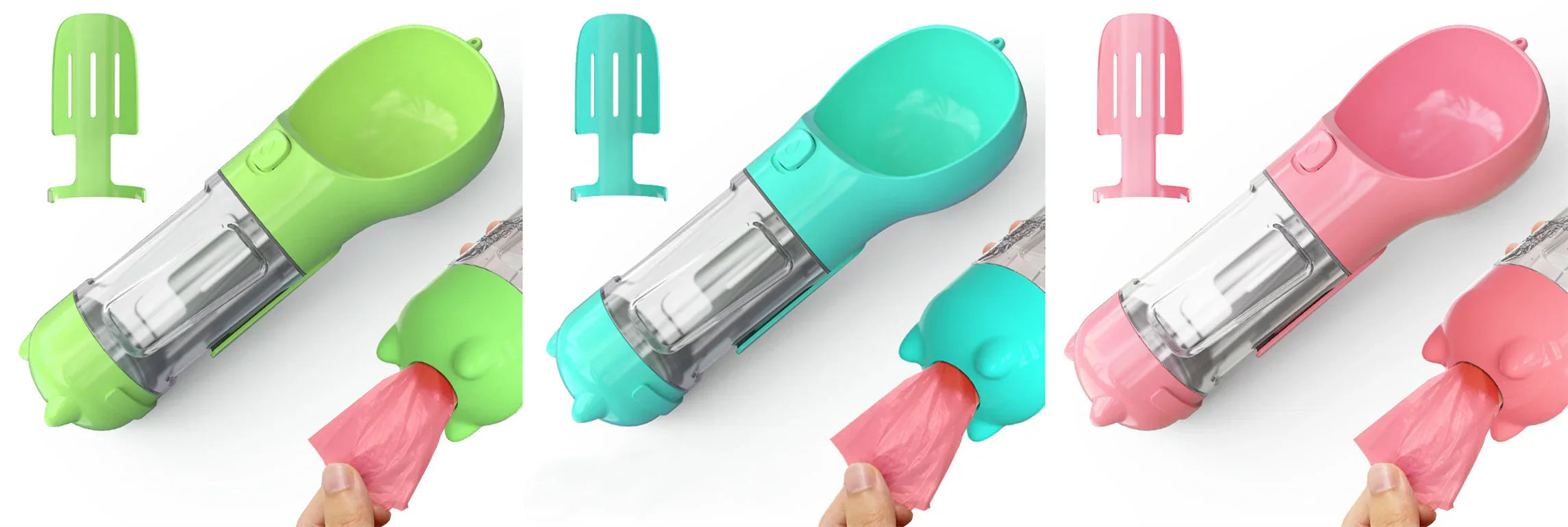 3-in-1 Portable Dog Water Bottle with Food Bowl & Waste Bag Holder – Leak-Proof Travel Pet Bottle