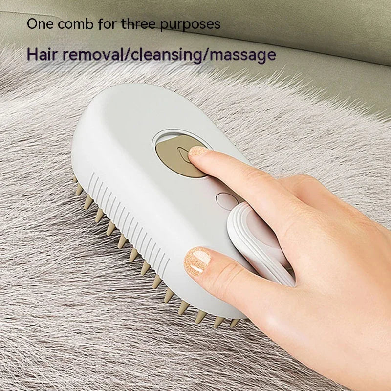 Electric Spray Cat Brush | 3-in-1 Pet Grooming Comb with Mist & Deshedding